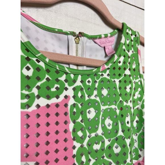 EUC Lilly Pulitzer Racer back Perforated Pineapple Stretchy Shift size Small - Picture 3 of 6